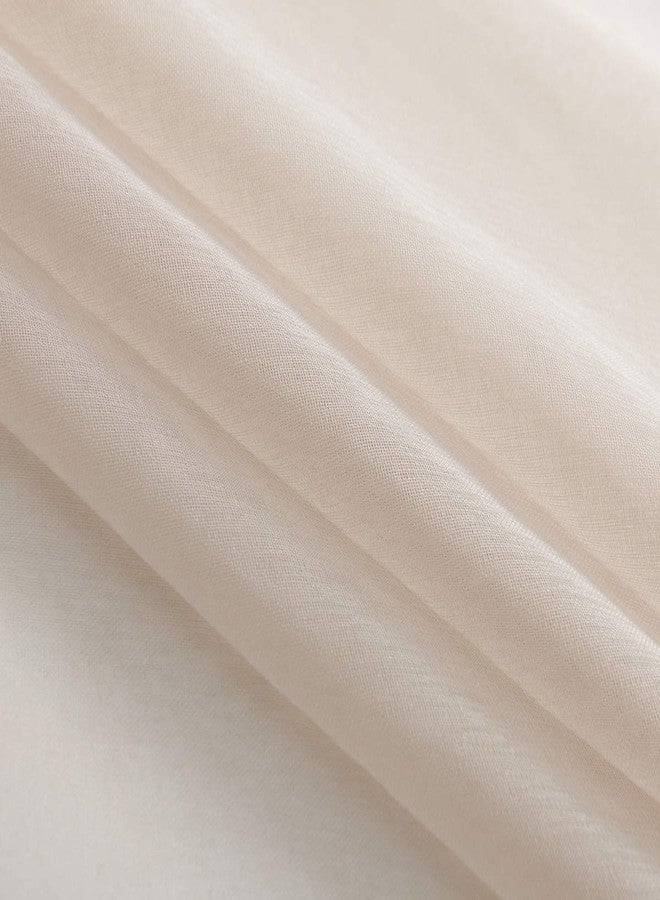 TOAVA DECO Beige Sheer Curtains 63 Inch Length 2 Panels Semi Faux Linen Beige Sheer Curtain 63 Inches Long for Bedroom Living Room Girls Kids Room 2 Panels 52x63 - Image 4